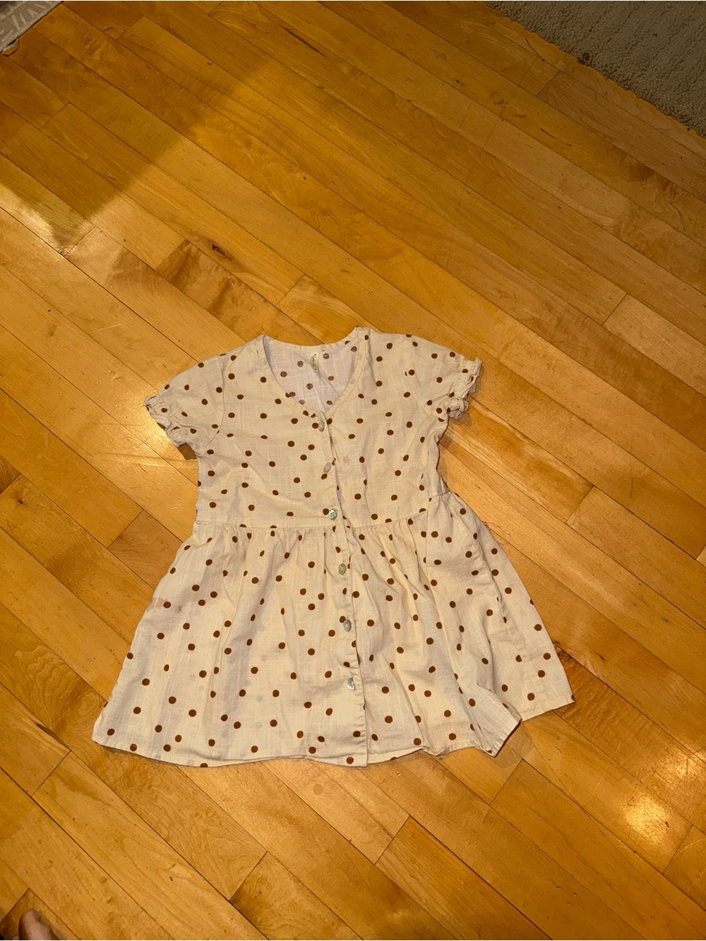 Rylee + Cru Cream Dress with Brown Polka Dots